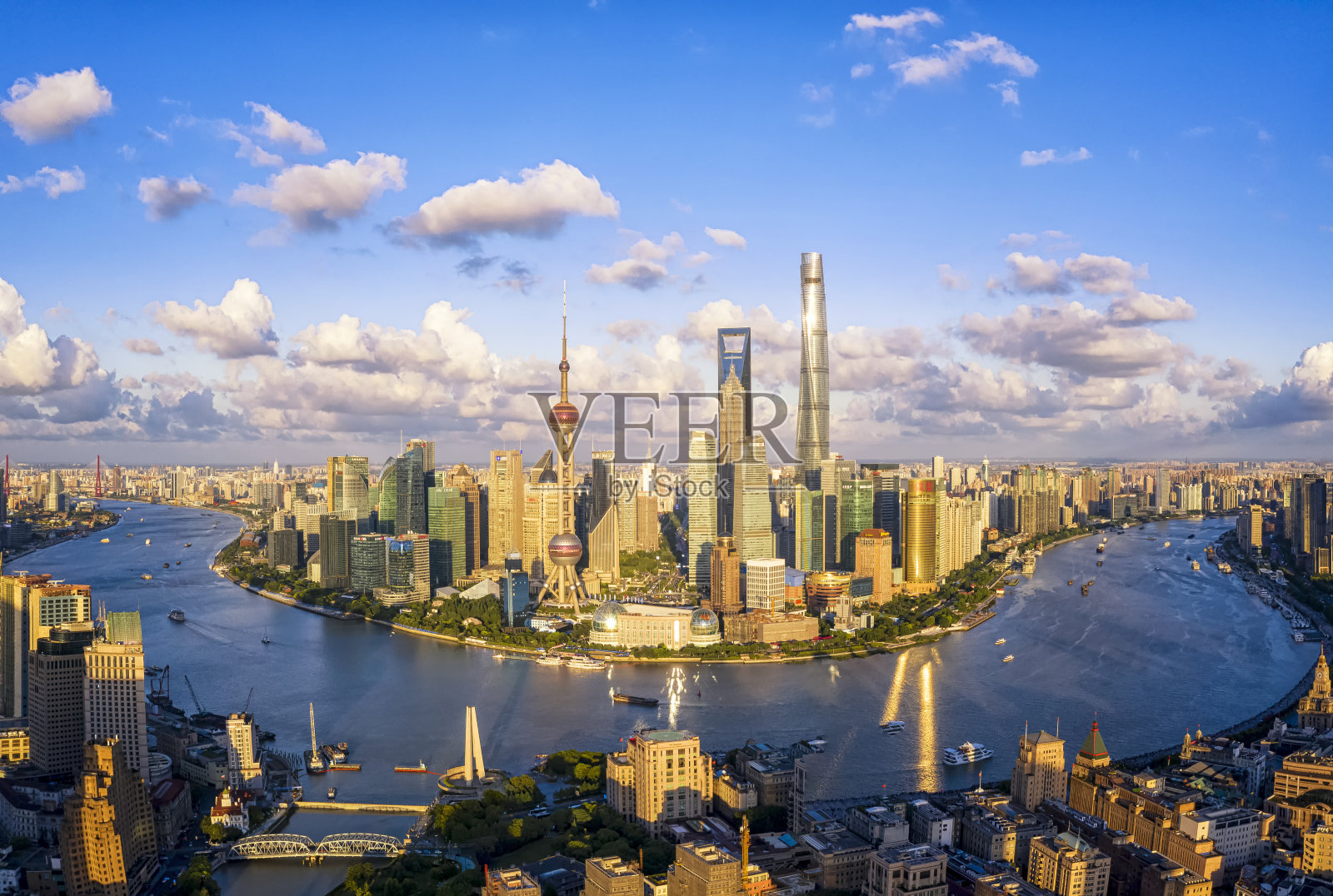 中國上海全景航拍圖照片攝影